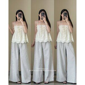 NWT Striped Long Cotton Elastic Pants